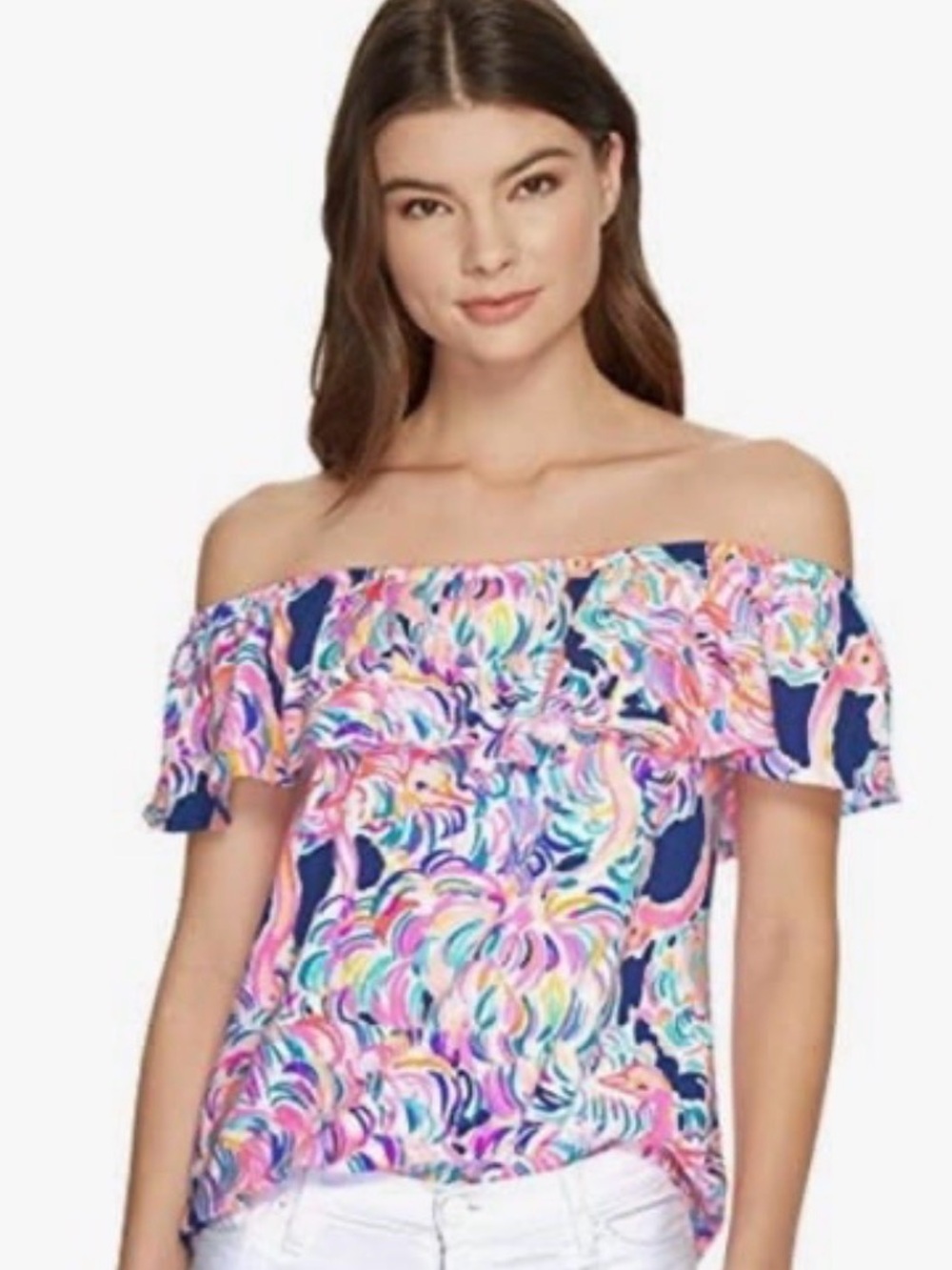NWT Lilly Pulitzer La Fortuna Top featured in pelican pink head in the sand XXS